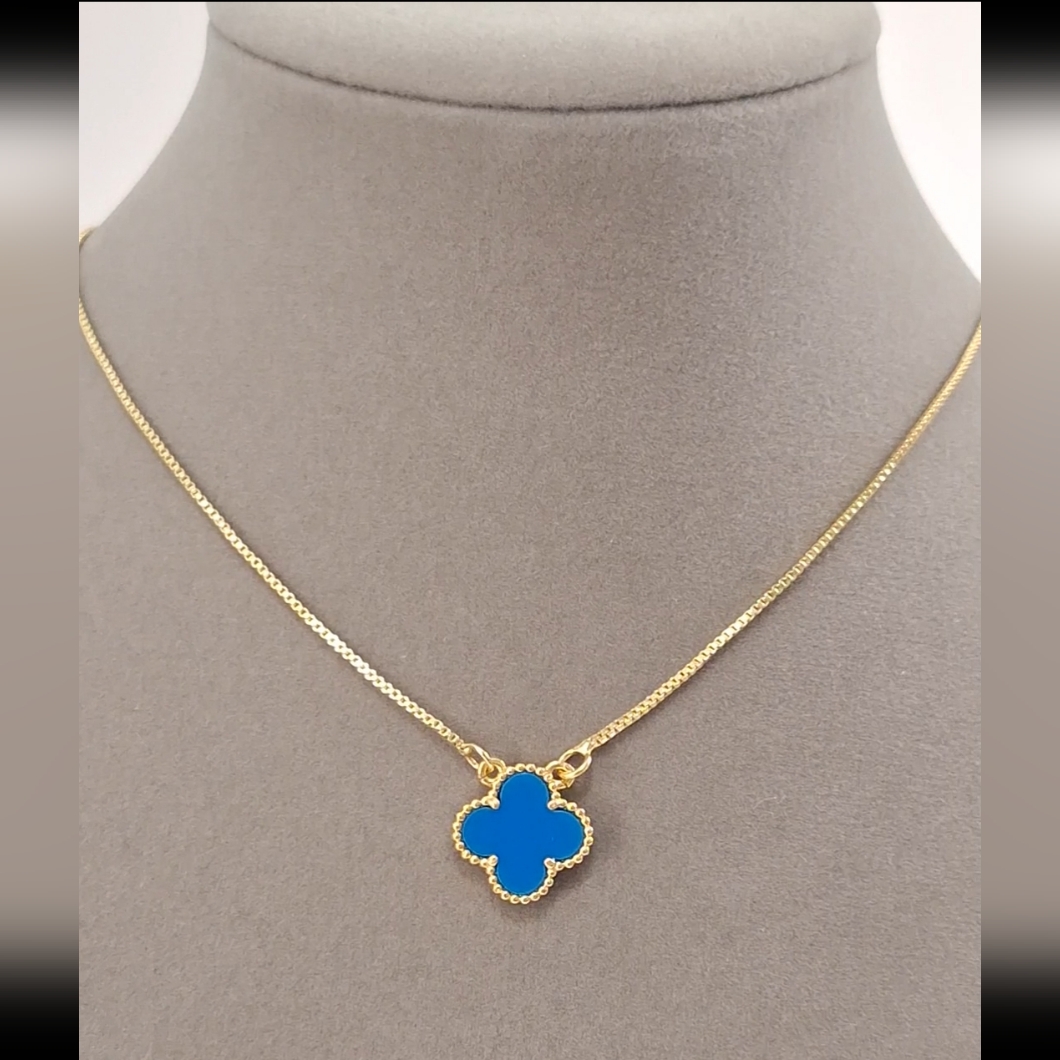 Sky Blue Four Leafs Clover Necklace